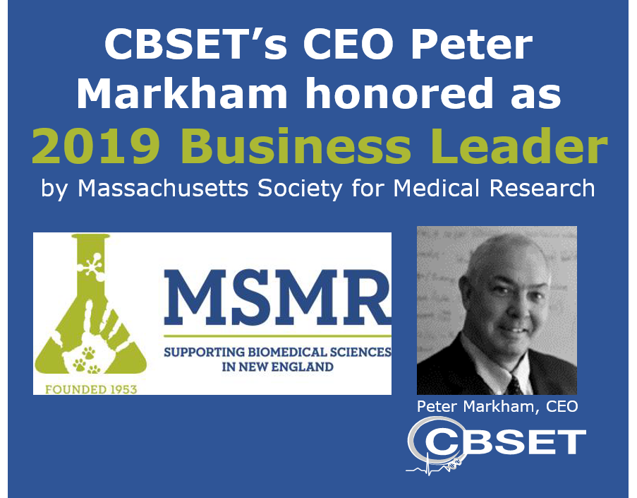 Read more about the article Peter Markham, CEO of our US partner CBSET, honored as “2019 Biomedical Research Business Leader” by Massachusetts Society for Medical Research