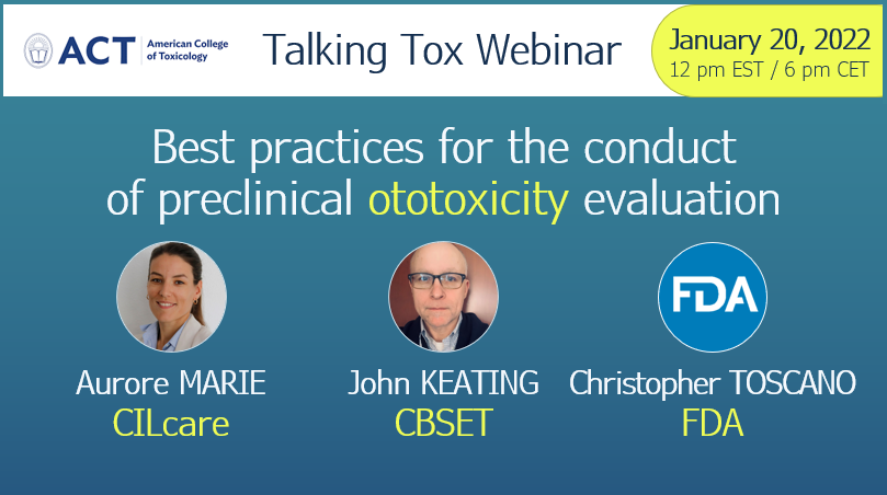 Upcoming webinar on ototoxicity – 20 January 2022: save the date!